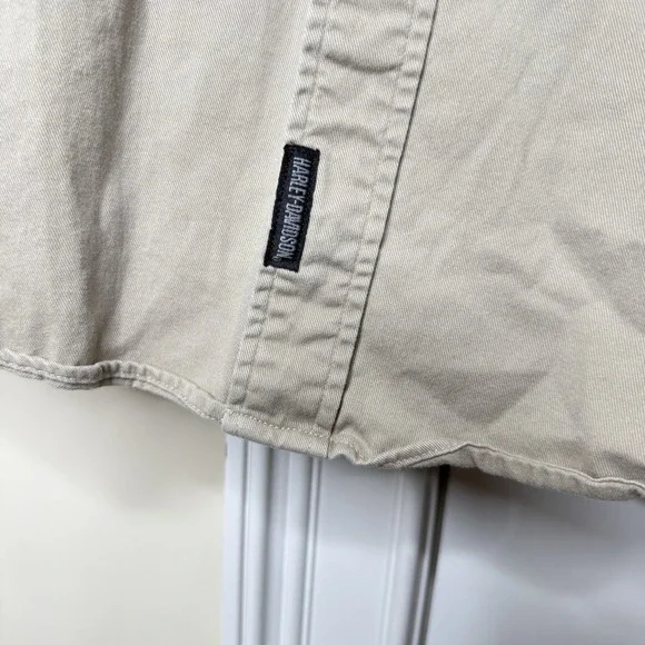 Vintage Harley Davidson Shirt Mens X-Large Khaki Mechanic Biker Utility Y2K - Picture 4 of 8
